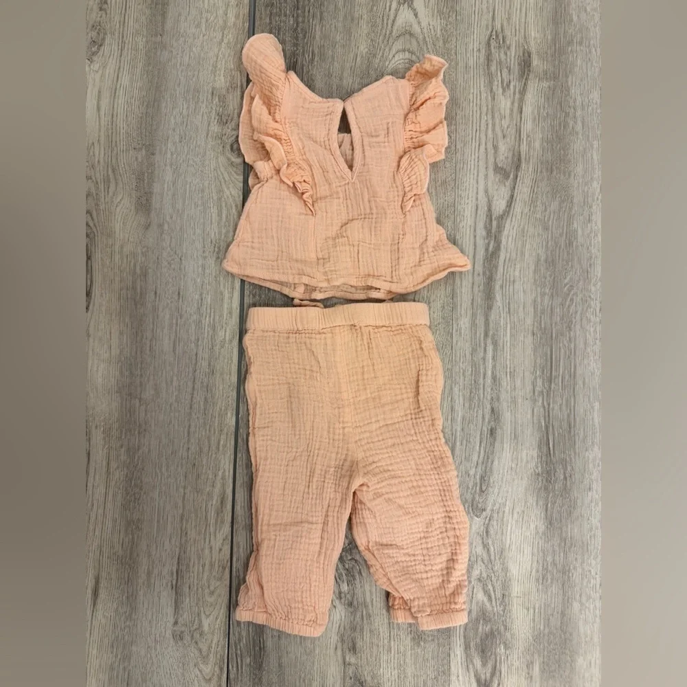 Peach Ruffle Top and Pants Set